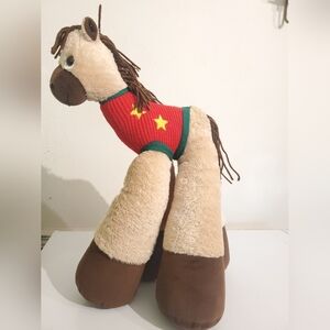Adorable Plush Horse with Red Star Sweater
